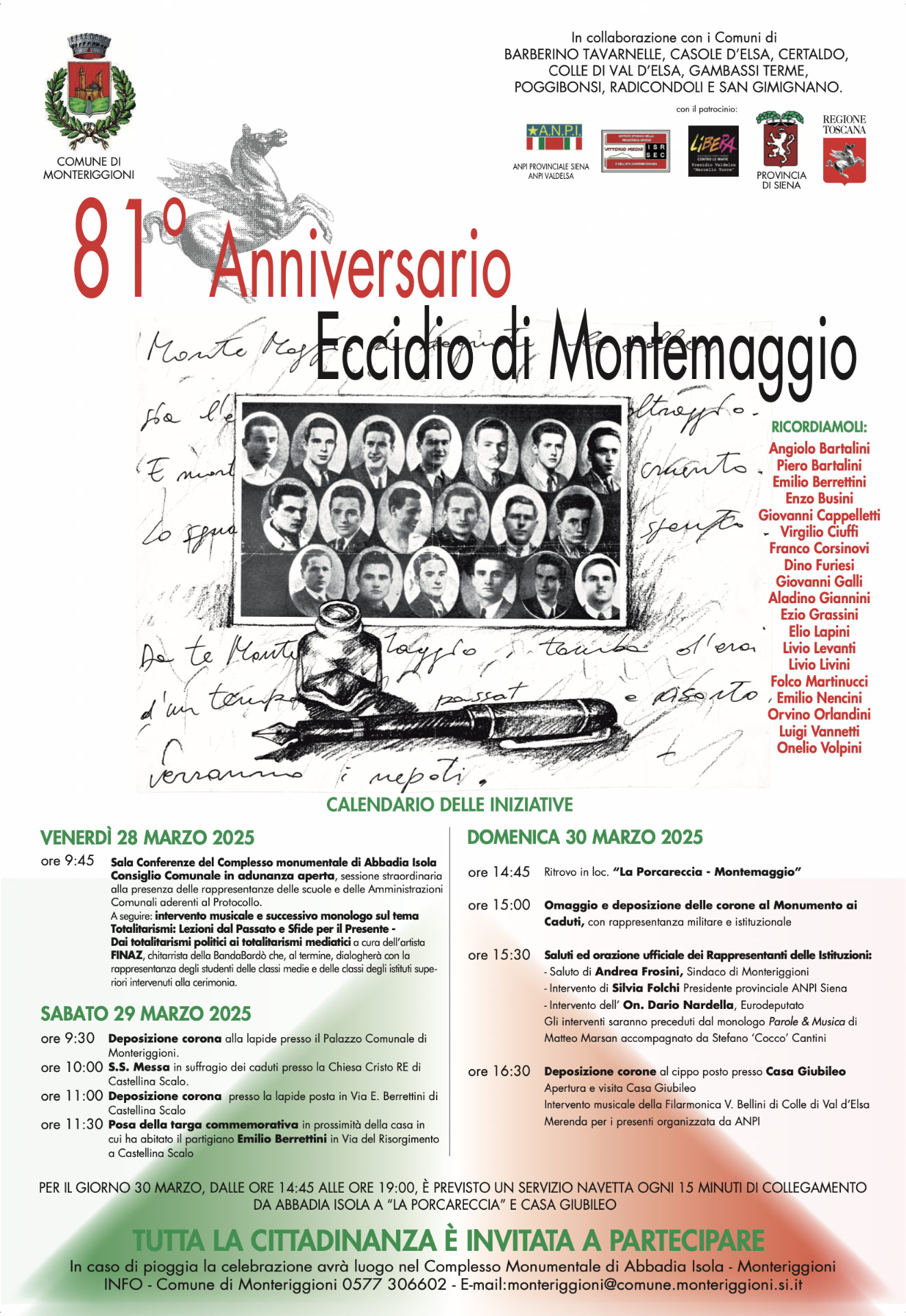 81° Anniversario dell’Eccidio di Montemaggio: La Valdelsa Ricorda i Partigiani Caduti
