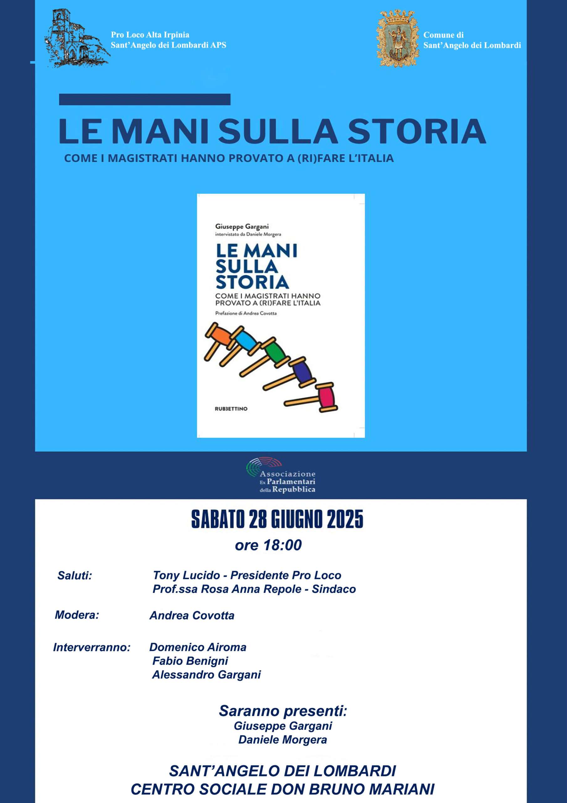 “Le Mani sulla Storia”: A Sant’Angelo dei Lombardi il Libro di Giuseppe Gargani e Daniele Morgera