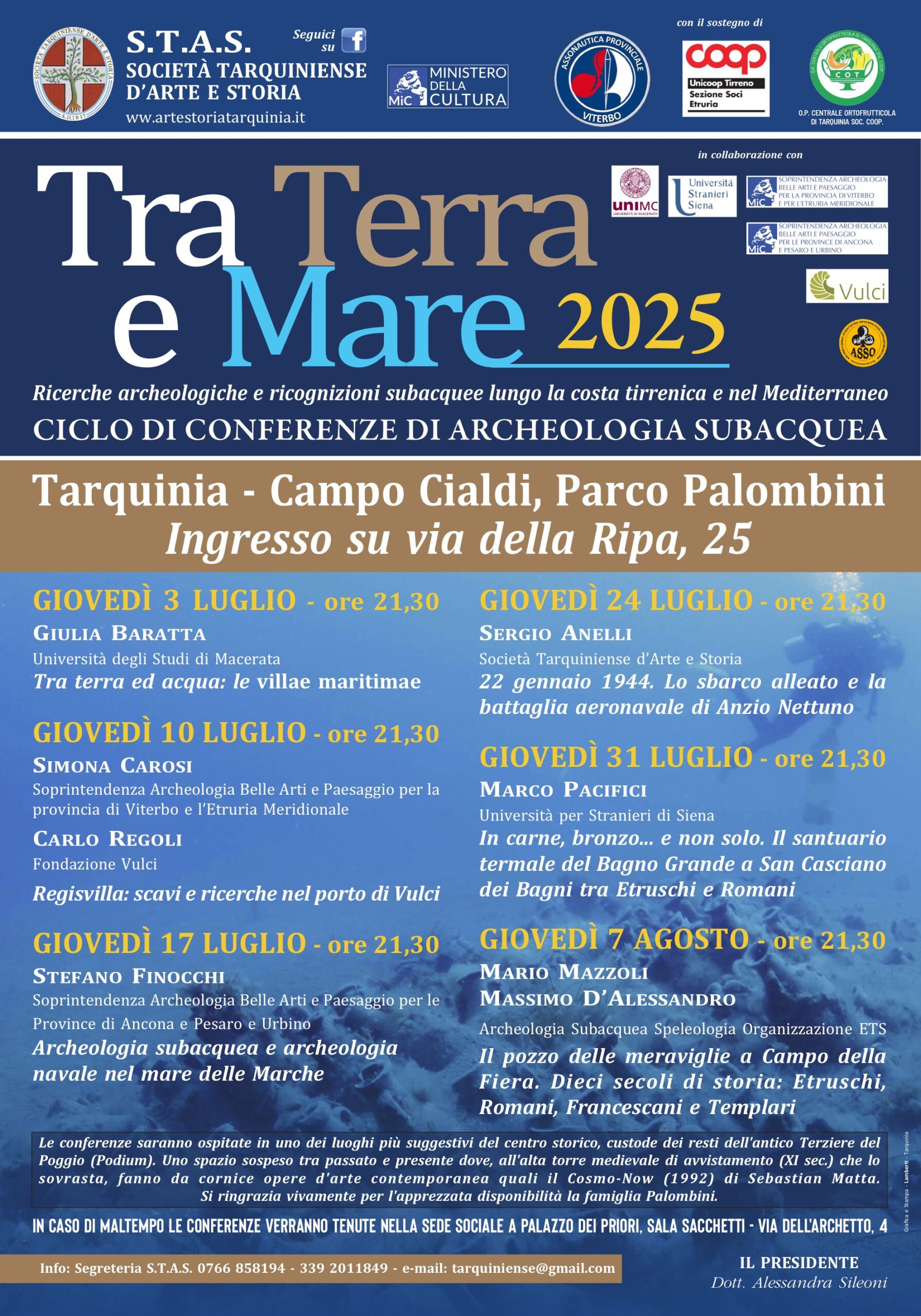 Tarquinia tra Terra e Mare: Sei Conferenze per Scoprire l’Archeologia Subacquea