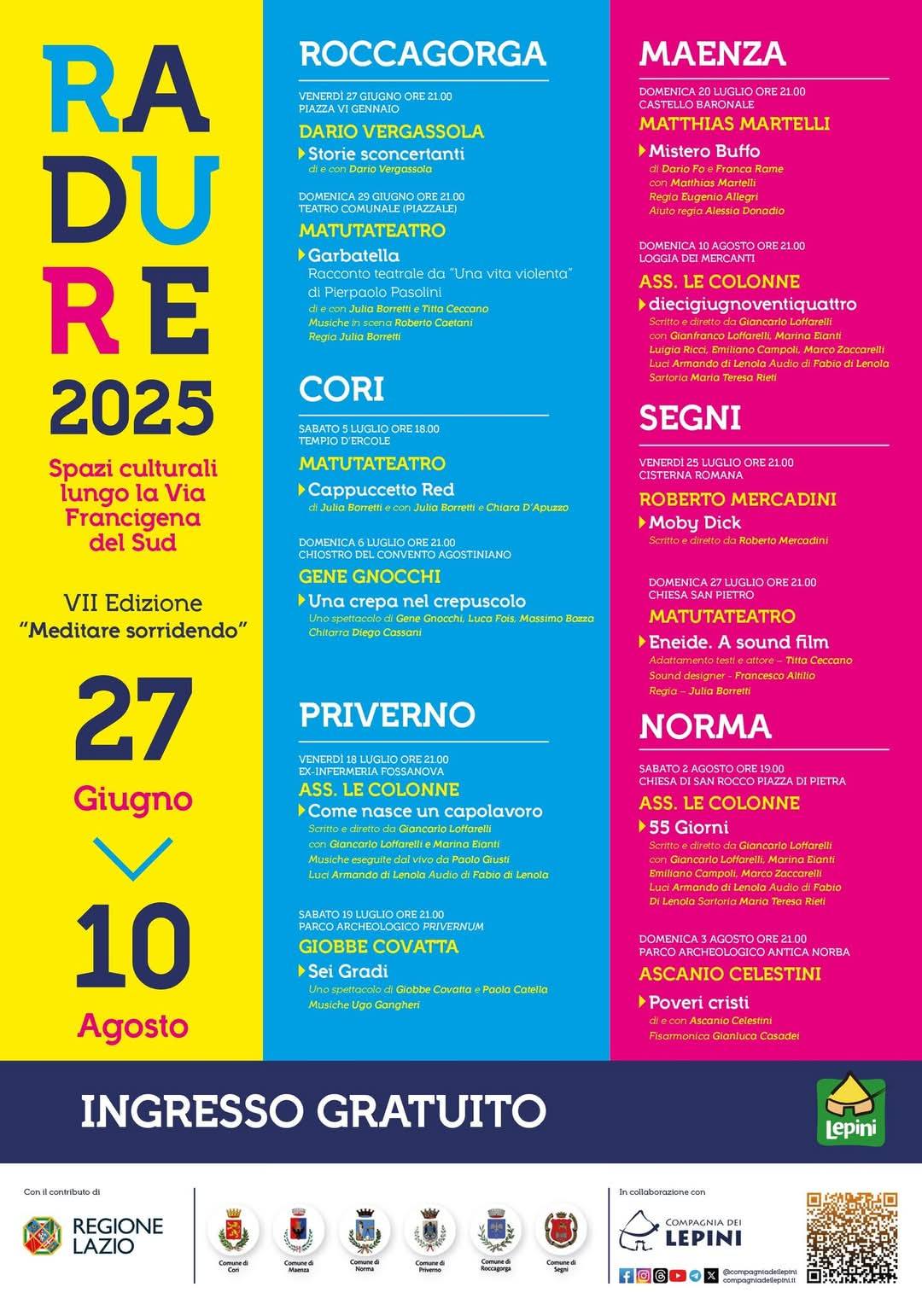 Radure 2025, a Priverno due giorni di spettacolo tra teatro, musica e riflessione