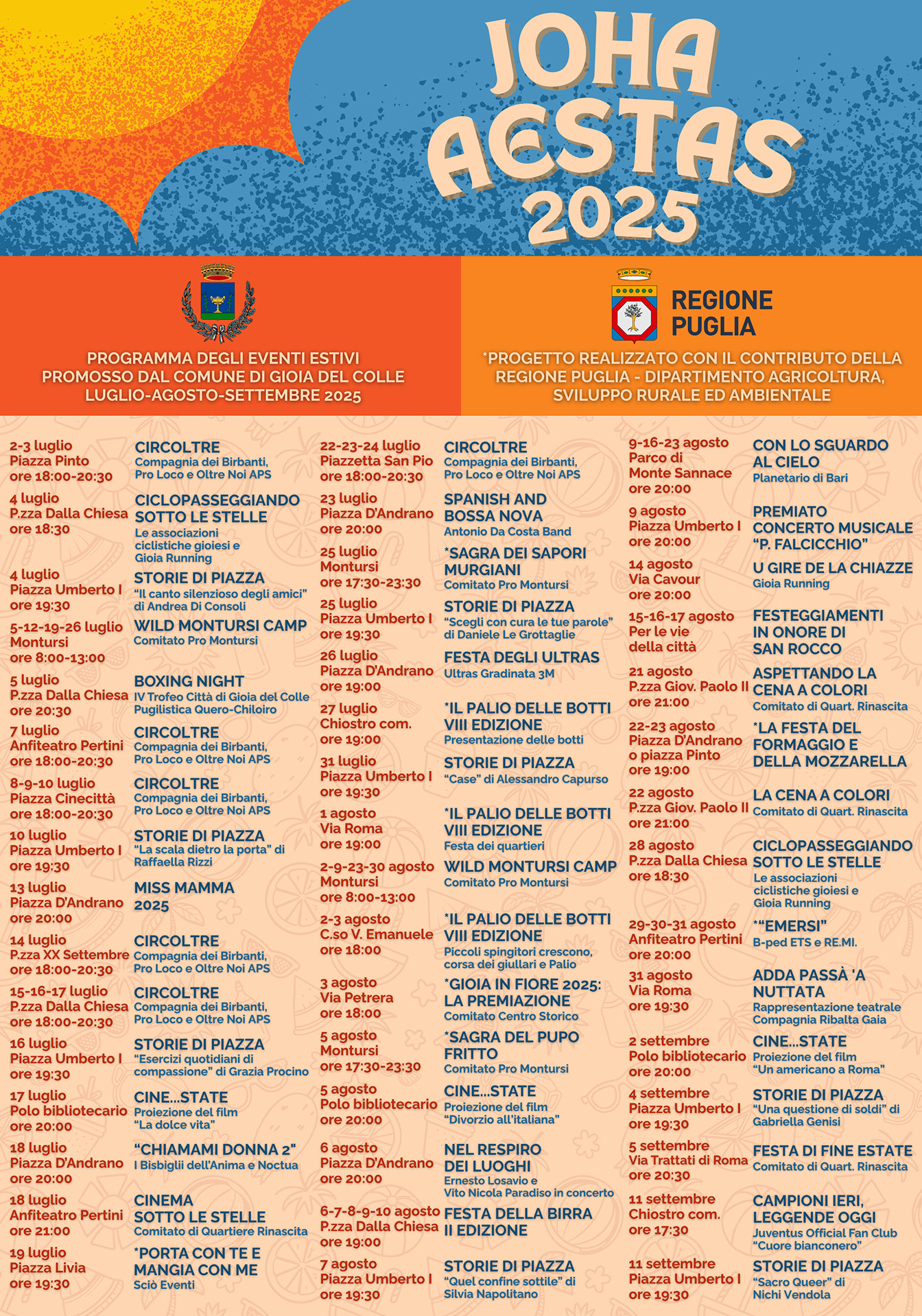 Joha Aestas 2025: Gioia del Colle accende l’estate con oltre cinquanta eventi