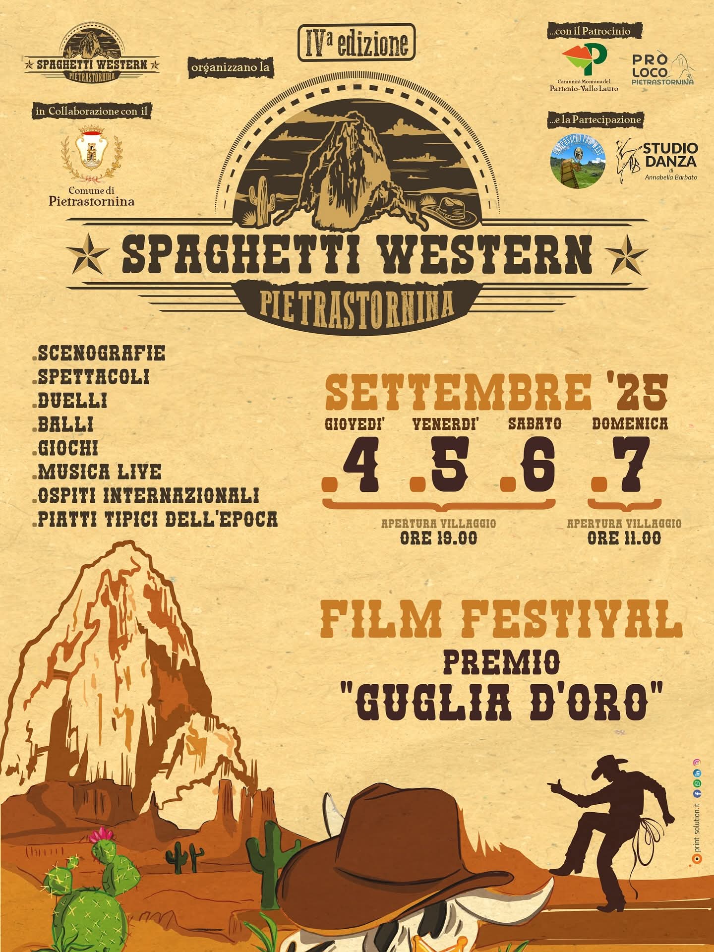 Spaghetti Western Pietrastornina: al via la quarta edizione tra cinema, spettacoli e musica