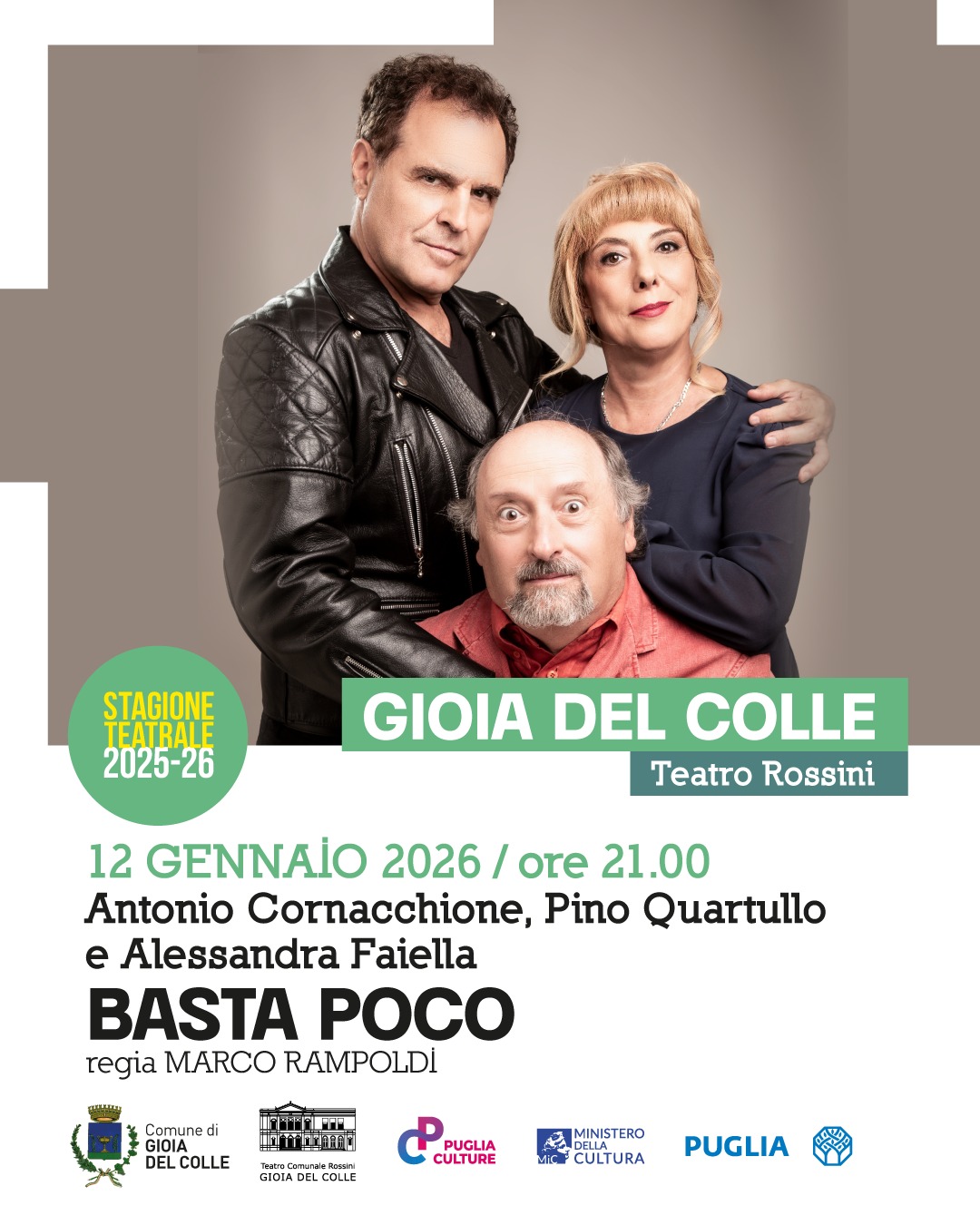 “Basta poco” torna in scena: la brillante commedia al Teatro Rossini di Gioia del Colle